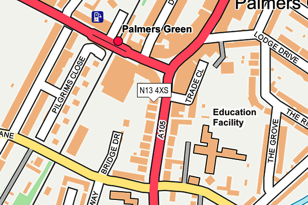 N13 4XS map - OS OpenMap – Local (Ordnance Survey)