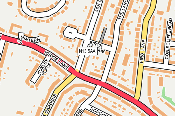 N13 5AA map - OS OpenMap – Local (Ordnance Survey)