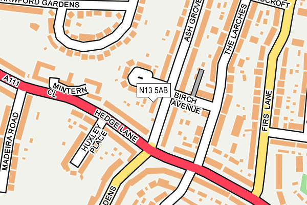 N13 5AB map - OS OpenMap – Local (Ordnance Survey)