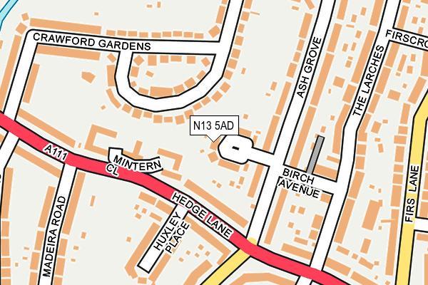 N13 5AD map - OS OpenMap – Local (Ordnance Survey)