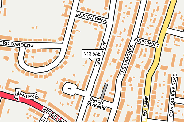 N13 5AE map - OS OpenMap – Local (Ordnance Survey)