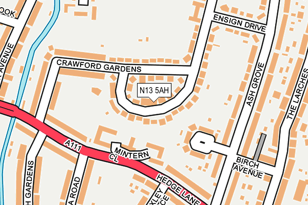 N13 5AH map - OS OpenMap – Local (Ordnance Survey)