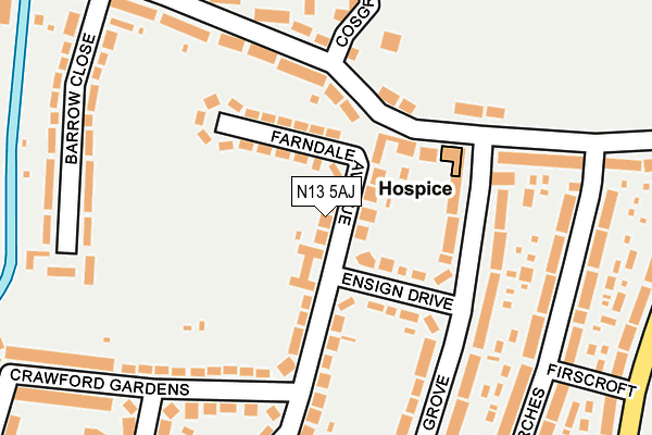 N13 5AJ map - OS OpenMap – Local (Ordnance Survey)