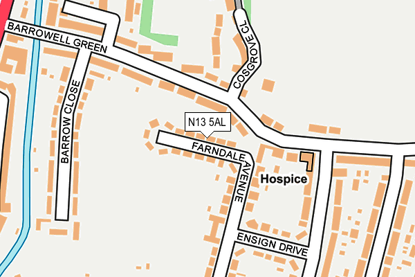 N13 5AL map - OS OpenMap – Local (Ordnance Survey)