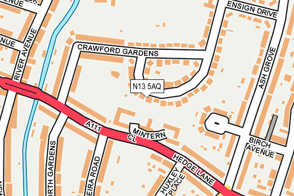 N13 5AQ map - OS OpenMap – Local (Ordnance Survey)