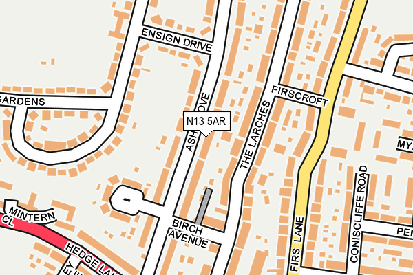 N13 5AR map - OS OpenMap – Local (Ordnance Survey)