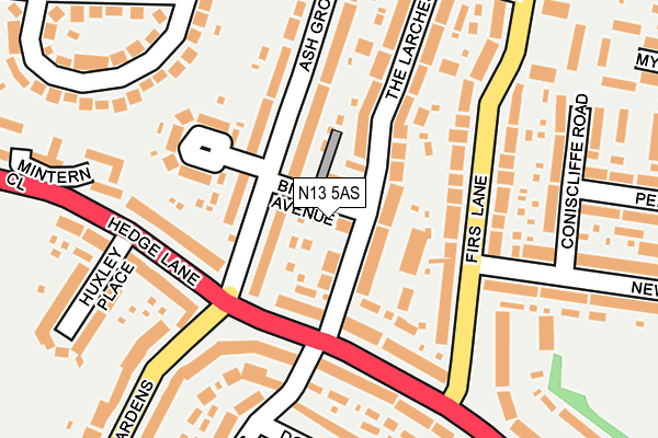 N13 5AS map - OS OpenMap – Local (Ordnance Survey)