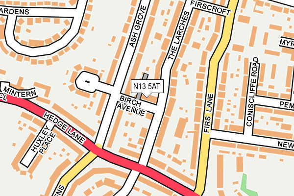 N13 5AT map - OS OpenMap – Local (Ordnance Survey)