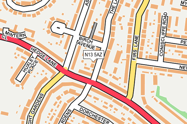 N13 5AZ map - OS OpenMap – Local (Ordnance Survey)