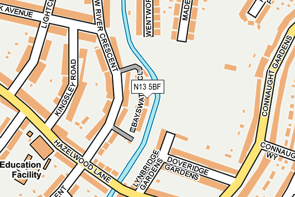 N13 5BF map - OS OpenMap – Local (Ordnance Survey)