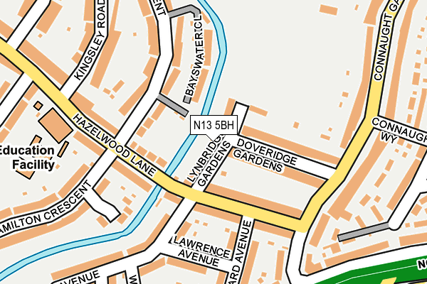 N13 5BH map - OS OpenMap – Local (Ordnance Survey)