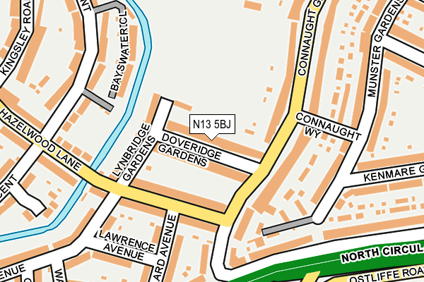 N13 5BJ map - OS OpenMap – Local (Ordnance Survey)