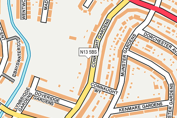 N13 5BS map - OS OpenMap – Local (Ordnance Survey)