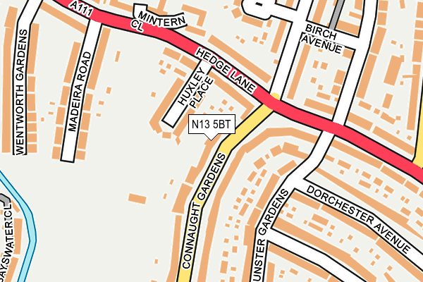 N13 5BT map - OS OpenMap – Local (Ordnance Survey)