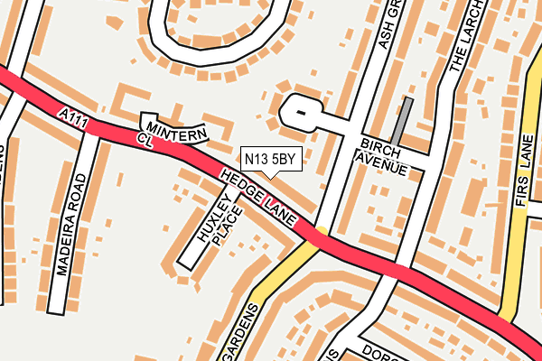 N13 5BY map - OS OpenMap – Local (Ordnance Survey)