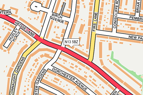 N13 5BZ map - OS OpenMap – Local (Ordnance Survey)