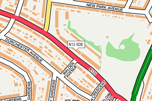 N13 5DE map - OS OpenMap – Local (Ordnance Survey)