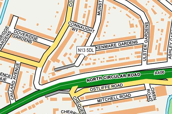 N13 5DL map - OS OpenMap – Local (Ordnance Survey)
