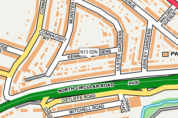 N13 5DN map - OS OpenMap – Local (Ordnance Survey)