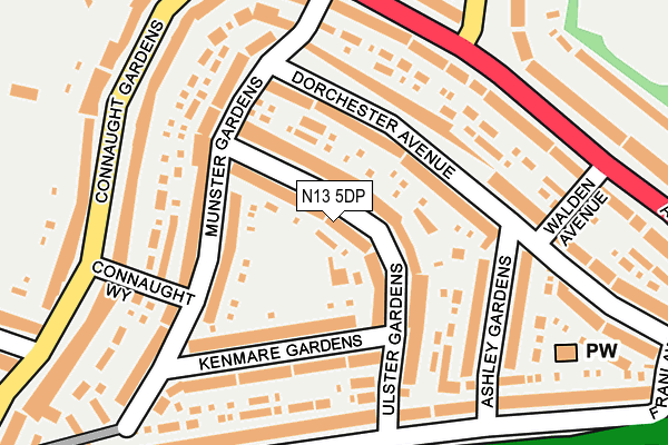 N13 5DP map - OS OpenMap – Local (Ordnance Survey)