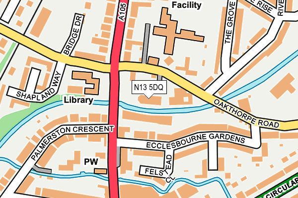 N13 5DQ map - OS OpenMap – Local (Ordnance Survey)