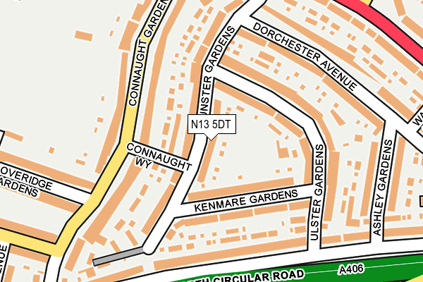 N13 5DT map - OS OpenMap – Local (Ordnance Survey)