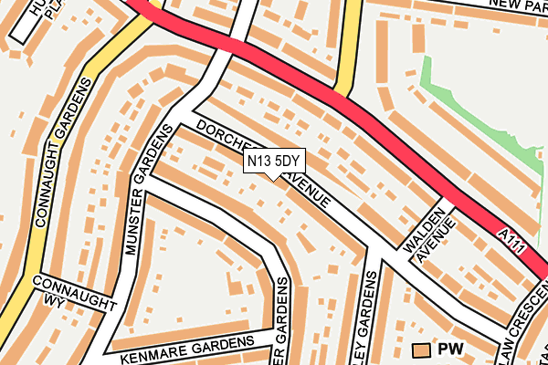 N13 5DY map - OS OpenMap – Local (Ordnance Survey)