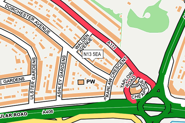N13 5EA map - OS OpenMap – Local (Ordnance Survey)