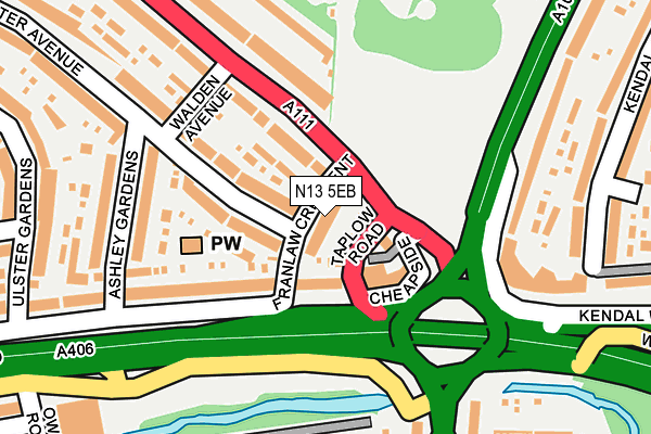 N13 5EB map - OS OpenMap – Local (Ordnance Survey)
