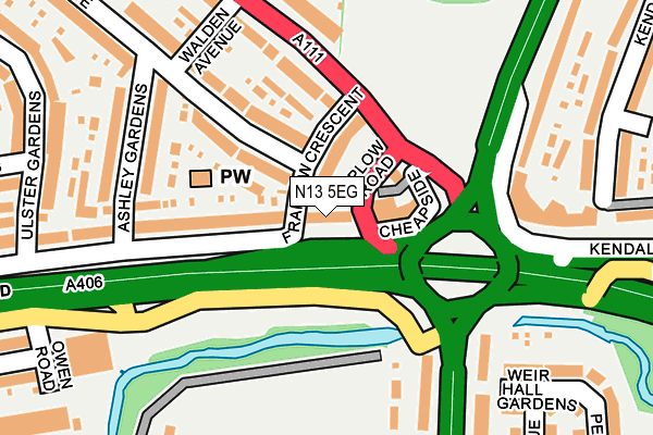 N13 5EG map - OS OpenMap – Local (Ordnance Survey)