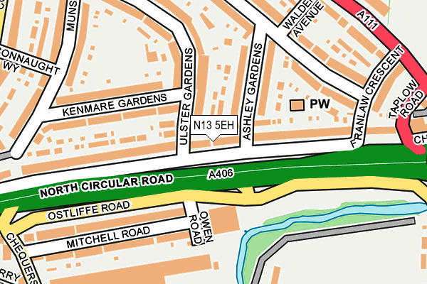 N13 5EH map - OS OpenMap – Local (Ordnance Survey)