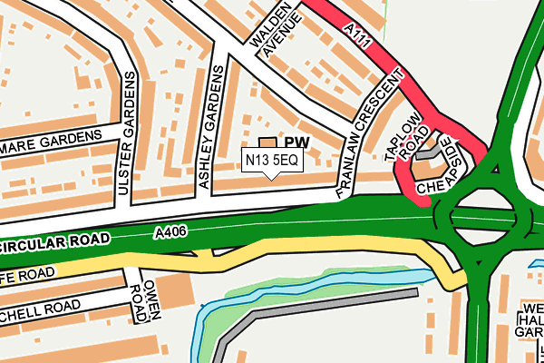 N13 5EQ map - OS OpenMap – Local (Ordnance Survey)