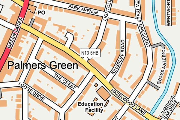 N13 5HB map - OS OpenMap – Local (Ordnance Survey)