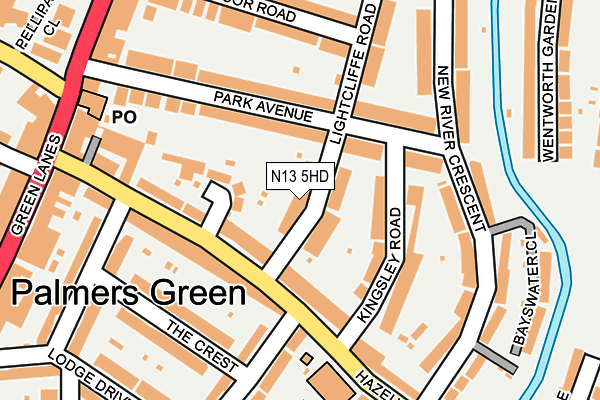 N13 5HD map - OS OpenMap – Local (Ordnance Survey)