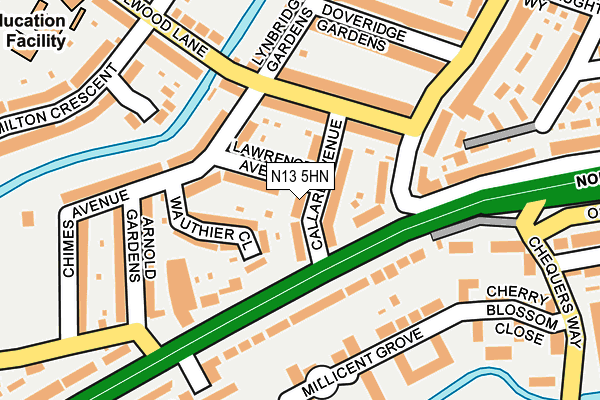 N13 5HN map - OS OpenMap – Local (Ordnance Survey)