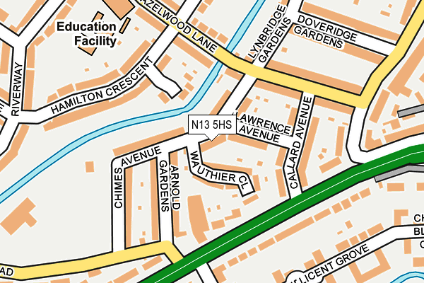 N13 5HS map - OS OpenMap – Local (Ordnance Survey)