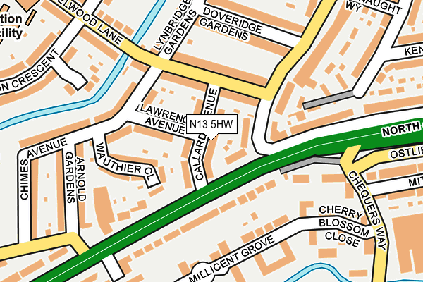 N13 5HW map - OS OpenMap – Local (Ordnance Survey)