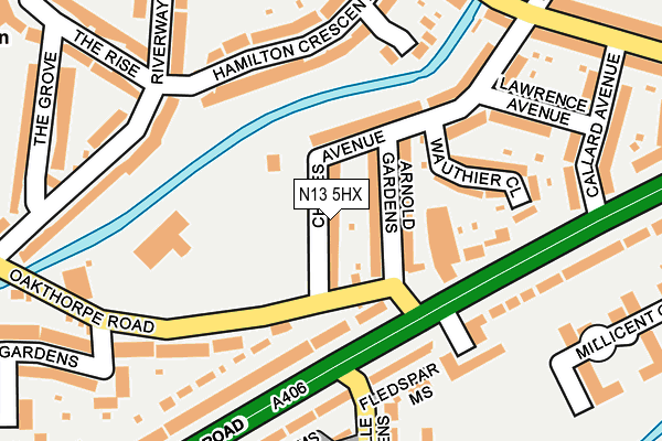 N13 5HX map - OS OpenMap – Local (Ordnance Survey)