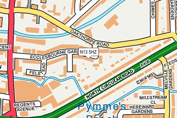N13 5HZ map - OS OpenMap – Local (Ordnance Survey)