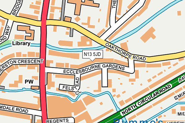 N13 5JD map - OS OpenMap – Local (Ordnance Survey)
