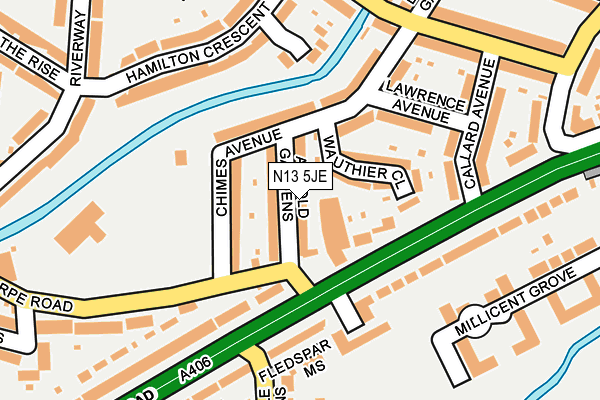 N13 5JE map - OS OpenMap – Local (Ordnance Survey)