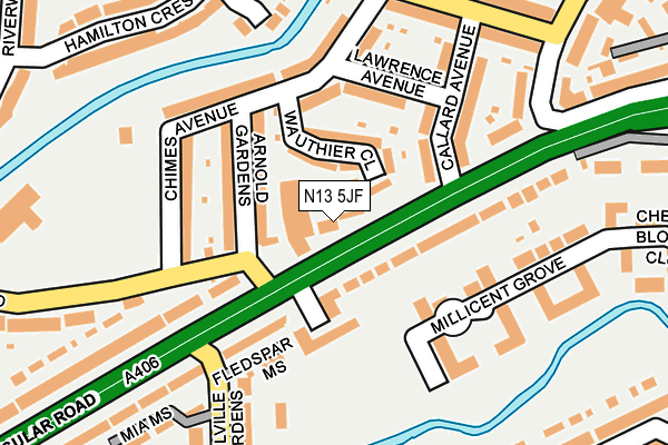 N13 5JF map - OS OpenMap – Local (Ordnance Survey)
