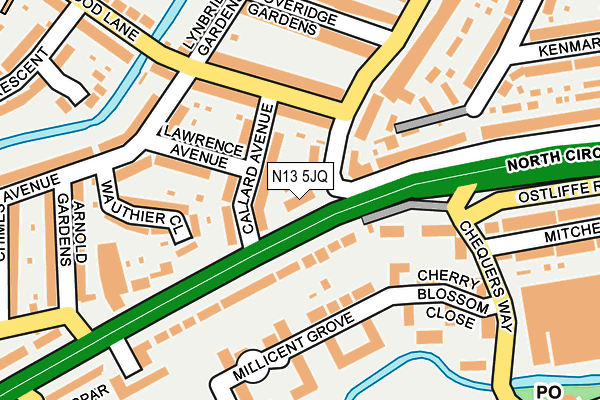 N13 5JQ map - OS OpenMap – Local (Ordnance Survey)