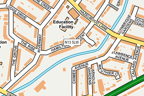 N13 5LW map - OS OpenMap – Local (Ordnance Survey)