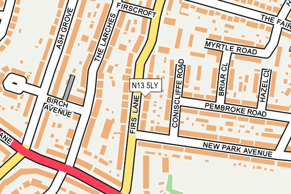 N13 5LY map - OS OpenMap – Local (Ordnance Survey)