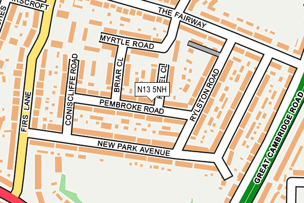 N13 5NH map - OS OpenMap – Local (Ordnance Survey)