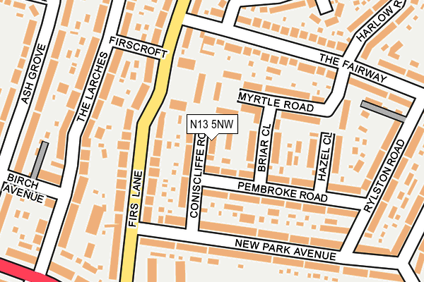 N13 5NW map - OS OpenMap – Local (Ordnance Survey)