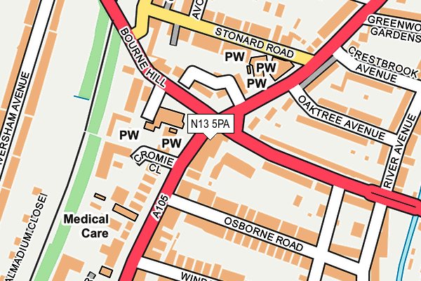 N13 5PA map - OS OpenMap – Local (Ordnance Survey)