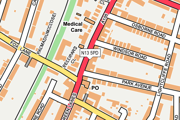 N13 5PD map - OS OpenMap – Local (Ordnance Survey)