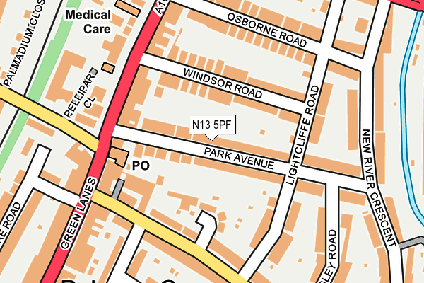 N13 5PF map - OS OpenMap – Local (Ordnance Survey)